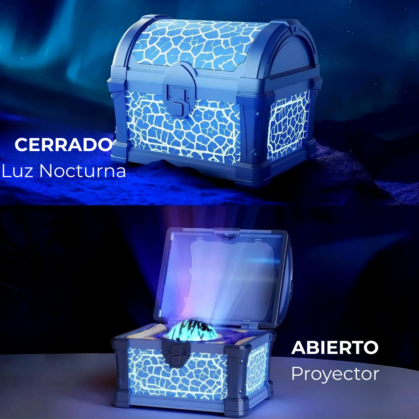 Cofre Proyector de Auroras con Música Bluetooth