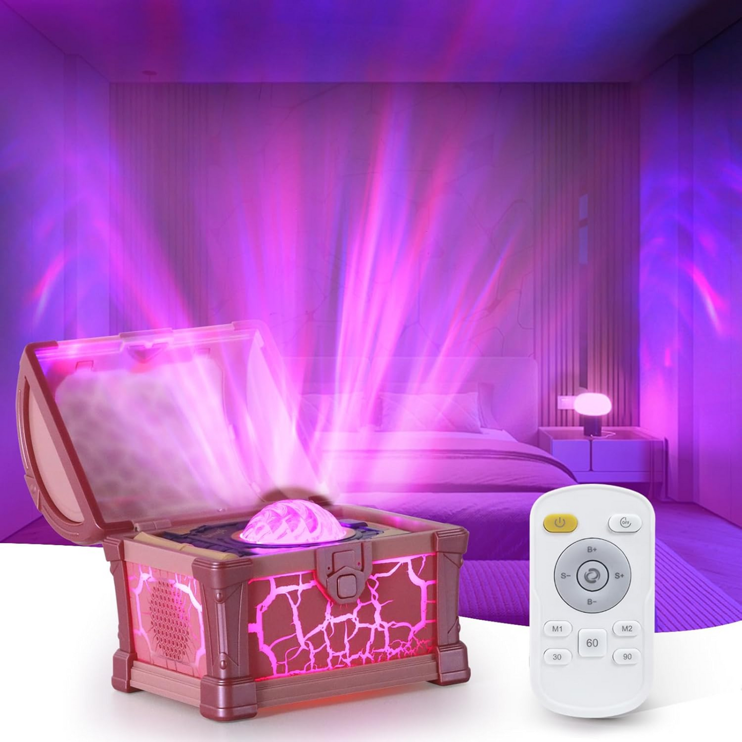 Cofre Proyector de Auroras con Música Bluetooth