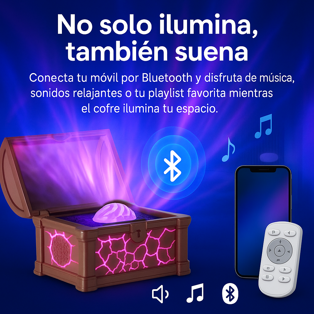 Cofre Proyector de Auroras con Música Bluetooth